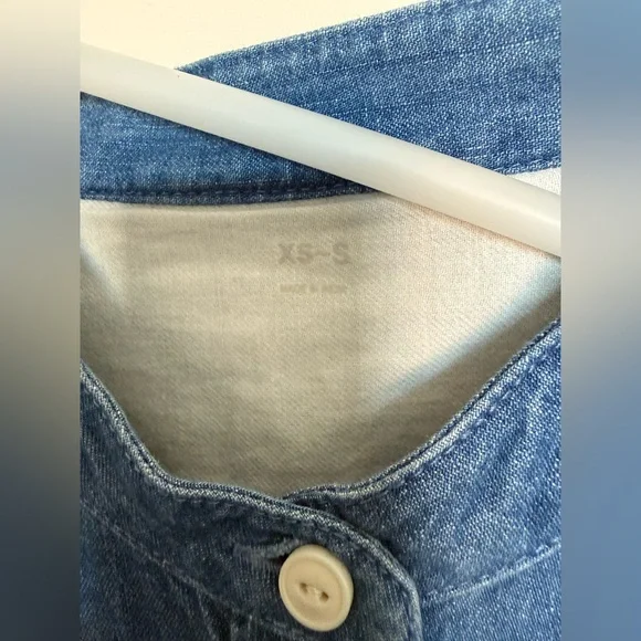 MUJI Organic Indian Cotton Denim Stand Collar Dress, XS-S, New Without Tags - Picture 3 of 3
